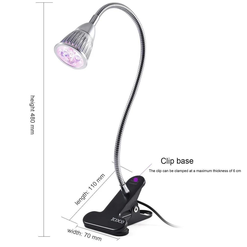 5W LED Grow Lights Clip Desk Table Lamp Growing LED Bulbs with Clamp Flexible Gooseneck 360 Degree for Indoor Garden Plants