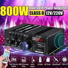 AMPLIFICADOR DE POTENCIA AK380/AK370, 800W, Audio, Karaoke, cine en casa, 2 canales, Bluetooth, Clase D, FM, USB/SD, entrada auxiliar
