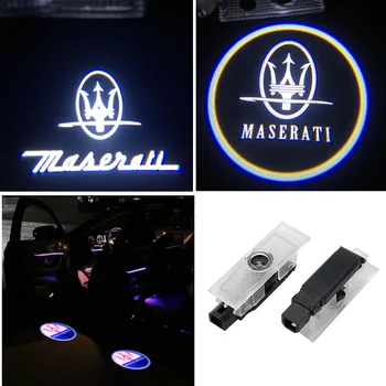 

2X Car LED Door Logo Light For Maserati Quattroporte GranTurismo Ghibli GranCabrio Levante Ghost Shadow Welcome Lamp accessories