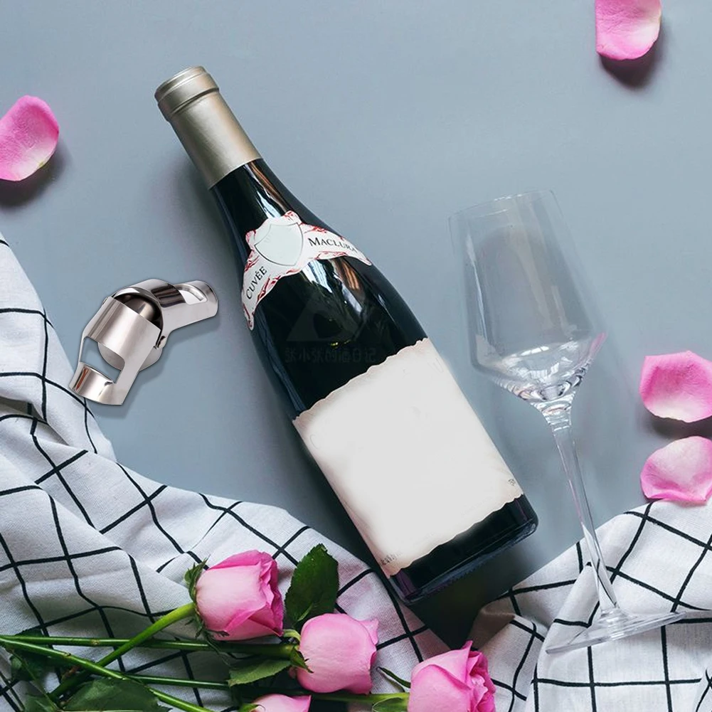 New 1pc Bar Inflatable Sparkling Stainless Steel Champagne Stopper Bottle Stopper Button Anti-Skid Leak Red Wine Wine Stopper