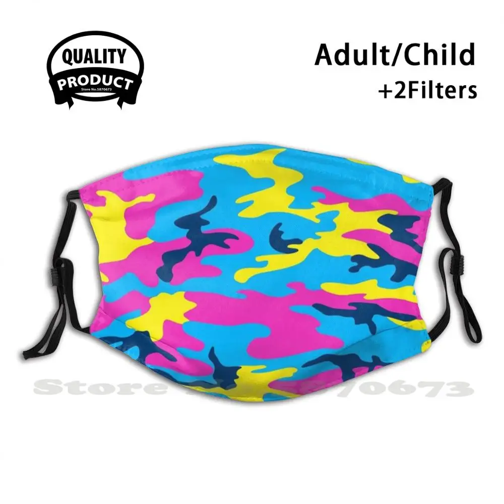 

Neon Camouflage - Colorful Fluorescent Art Reusable Mouth Mask Filter Cool Funny Masks Neon Camouflage Fluorescent Bright Color