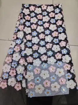 

Hot selling 2020 African lace fabric New High Quality Embroidered Sequins Lace french Tulle Lace Fabric for nigeria party dress