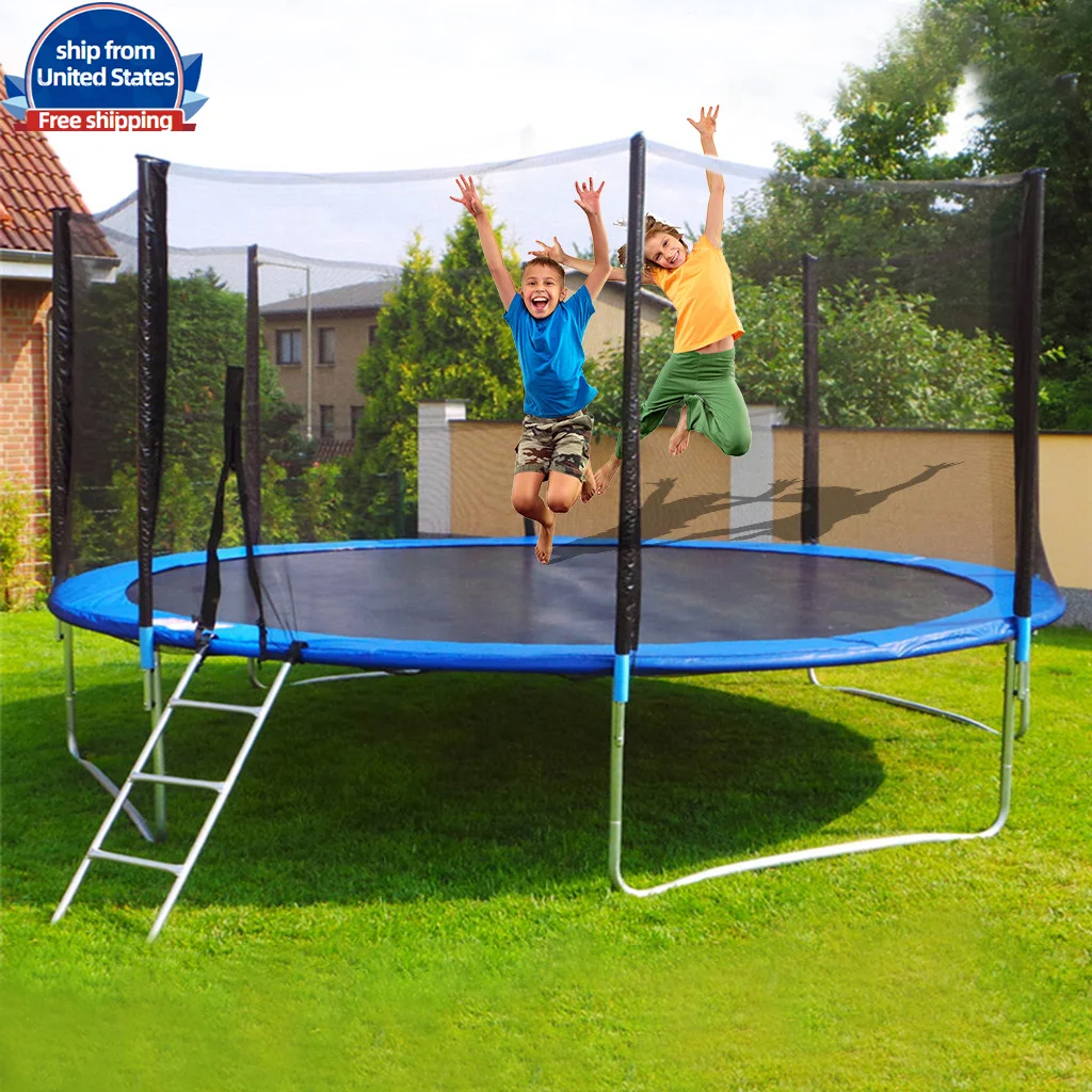 US $322.14 12 Ft Kids Trampoline Set With Enclosure Net Jumping Mat And Spring Cover Padding Outdoor Garden Sport Trampoline Toys Game Jy6