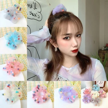 

Candy color cotton candy hair band female elastic cotton candy hair ring large intestine ponytail hair rope accessories