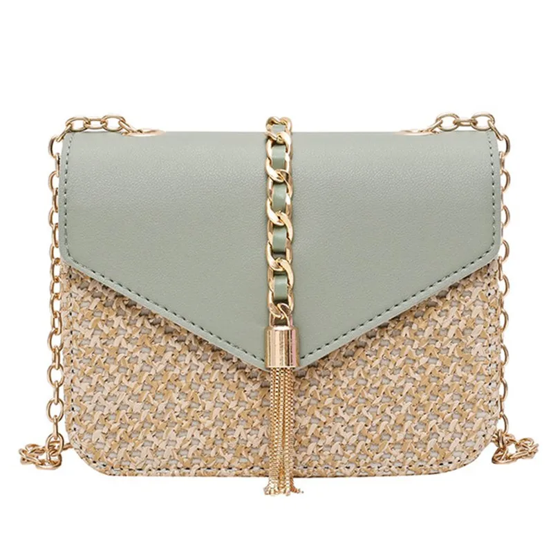 Beautiful Straw Crossbody Bag for Women 2021 with Chain Strap