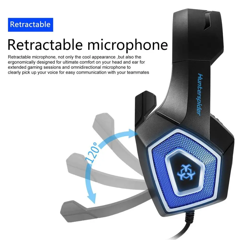 Игровая стереогарнитура Hunterspider V1 Накладные наушники с глубокими басами и