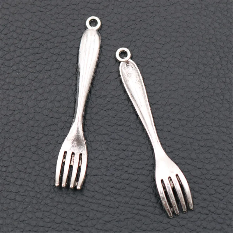 WKOUD Retro Metal 55*10mm 3D Fork Pendant Tableware Charm Kitchen Popular Necklace Charms Silver Color A69 10pcs | Украшения и