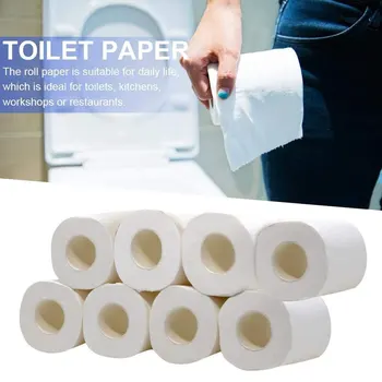 

10 Rolls 3-Ply Roll Paper Embossed Toilet Paper Hollow Replacement Toilet Paper White Toilet Tissue Soft Paper Strong Absorbent