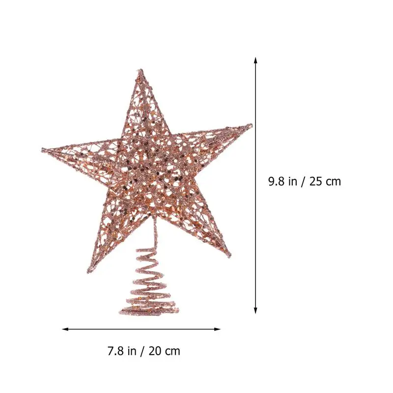 Украшение для рождественской елки с изображением железной звезды сверкающие украшения для рождественской елки топперы для рождественской елки 25 см(розовое золото