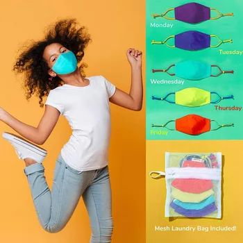 

5PCS Reusable Cloth Face Mask Set For Children Masks For Students PM2.5 Breathable Flower Protection Print Face Mouth Mask #LR2