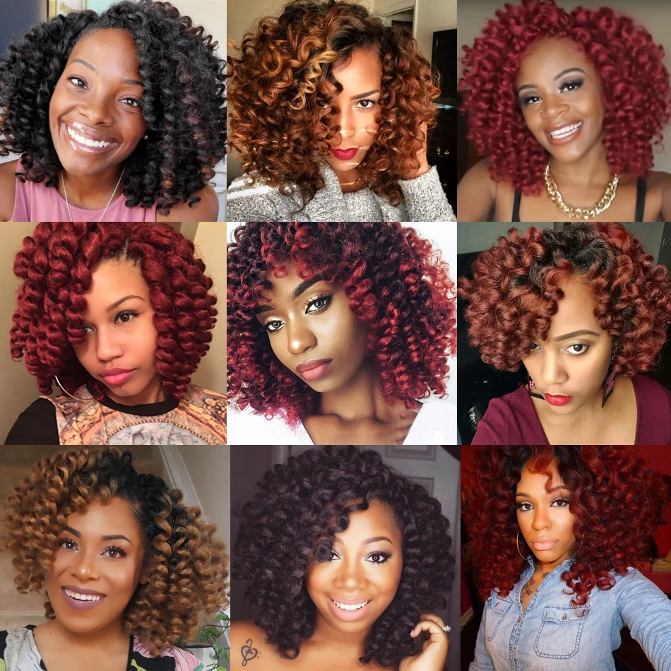 Ombre Synthetic Braiding Hair Jumpy Wand Curl Crochet Braids Crochet Hair Extension for Black Women Jamaican Bounce Curly Hair 6