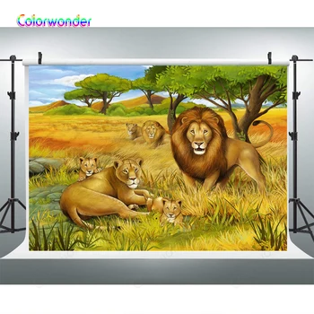 

King lion forest trees Photography Backdrops newborn children Birthday Party Photo Background for Photo Studio