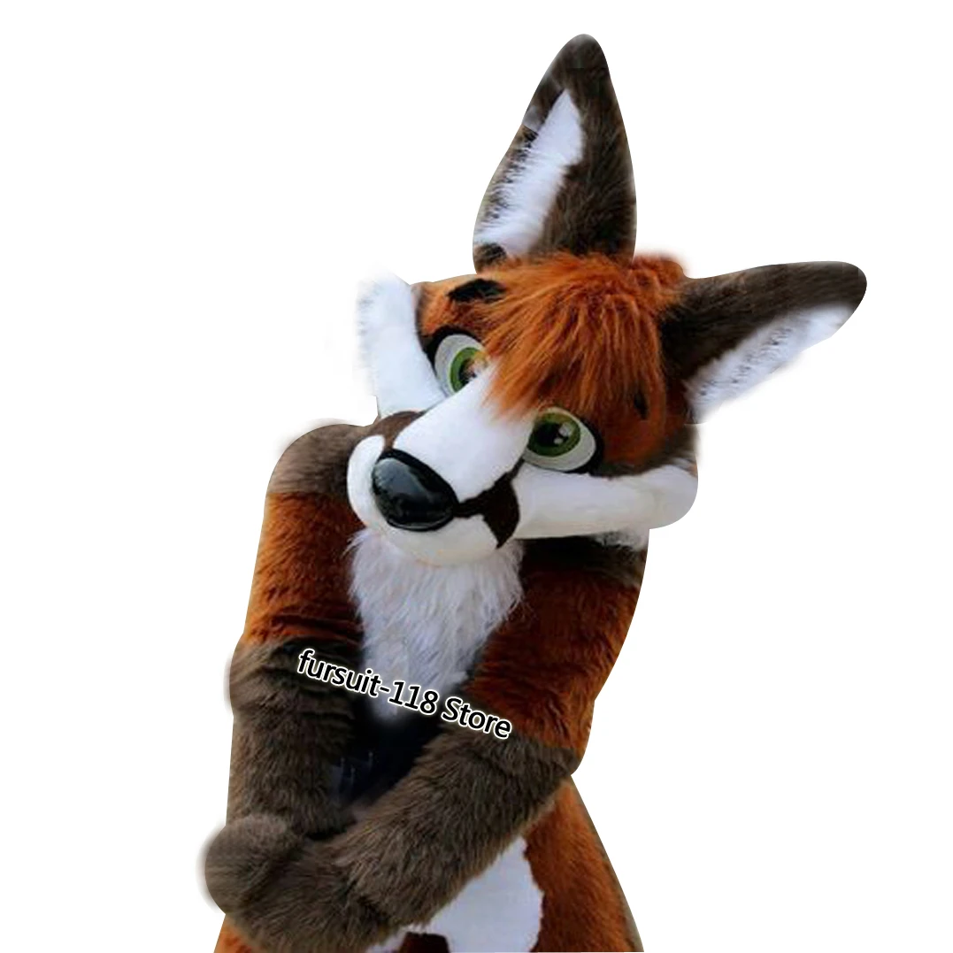 Костюм-талисман Fursuit с длинной шерстью хаски собакой лисой волком костюм из меха