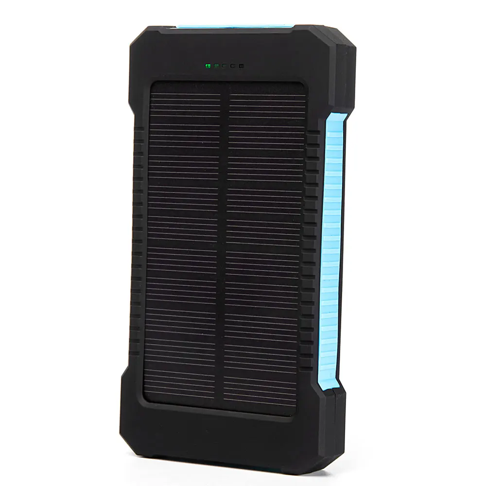 20000 мАч портативный внешний аккумулятор банк питания аккумулятор на солнечной батареи с SOS легкий телефон зарядное устройство для iPhone huawei Xiaomi повербанк - Цвет: Blue
