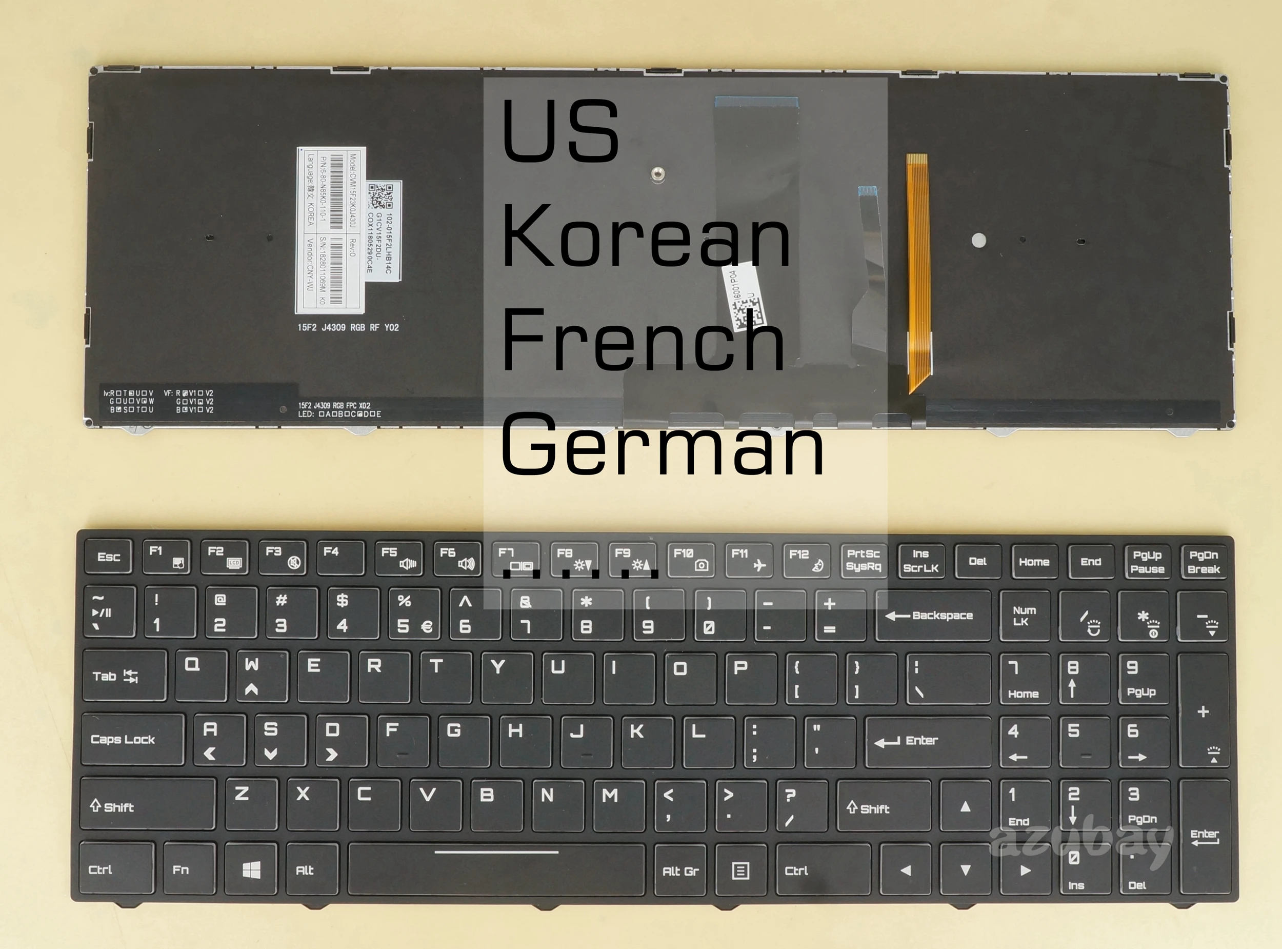 Eua Coreano Francês Alemão Teclado para Clevo Pa70hs-g Pa71hp6 Pa71hp6-g Pa71hs Pa71hs-g Powerspec 1710 Xmg A517 Rgb Retroiluminado