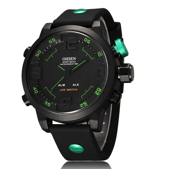 

Men's Watch Large Dial Dual Display LED Silicone Band Foreign Trade Sports Electronic Watches