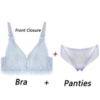 

Elovegirl Sexy Cross With Lace Female Bra Seamless Panties+ Bra No Steel Ring Small Chest Gathered Comfortable Deep V Underwear