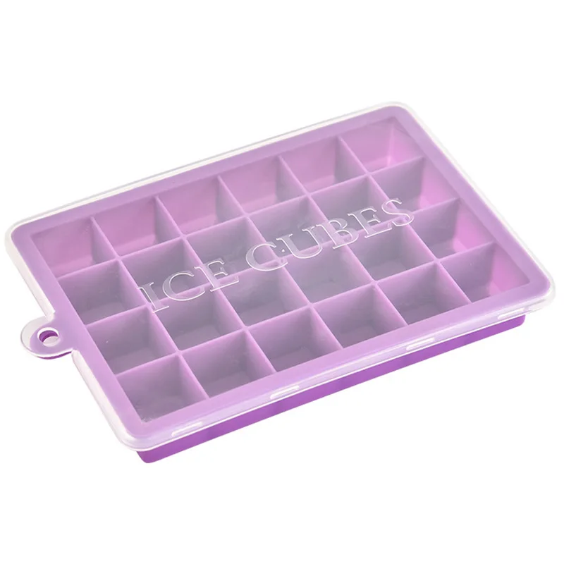 Silicone Ice Cube Tray Freeze Mould Ice Cube Tray 24 Grids Ice-making Box With Lid Silicone Molds DIY Small Ice Tray