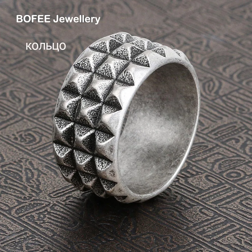 

BOFEE Punk Men Ring Stainless Steel Classical Finger Rings Biker Gothic Fashion Vintage Metal Jewelry Bague Gift Party Unisex