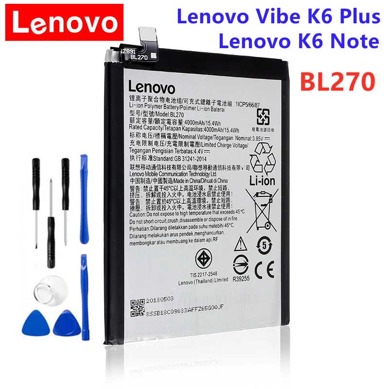New Original Lenovo K6 Note Battery Bl270 For Motorola Moto G6 Play Xt1922  Series Vibe K6 Note/k6 Plus K8 Note Xt1902-3 + Tools - Mobile Phone  Batteries - AliExpress