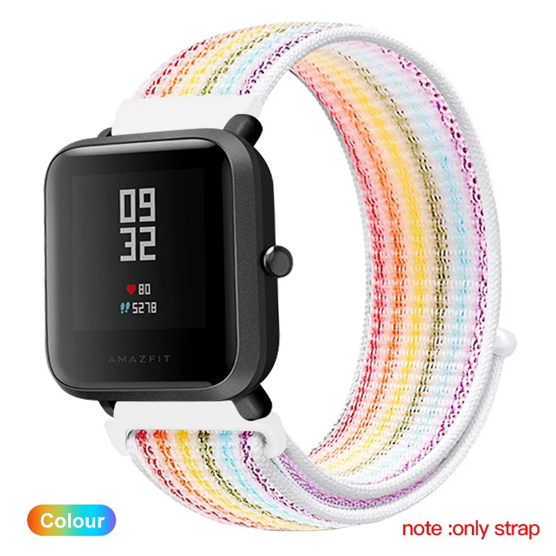 IONCT нейлоновый спортивный ремешок для xiaomi Amazfit ремешок Bip ремешок для Huami Amazfit Pace Stratos 2 GTS GTR 42 47 мм браслет - Цвет: Многоцветный