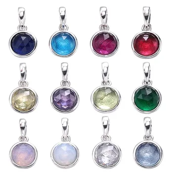 

New 925 Sterling Silver Bead Charm Month Droplet Birthstone Necklace Pendant Beads Fit Bracelet Bangle DIY Jewelry