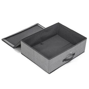 

Under Bed Large Collapsible Bins Closet Storage Box With Lid Handle Non Woven Fabric Bedroom For Toys Books Wardrobe Lightweight