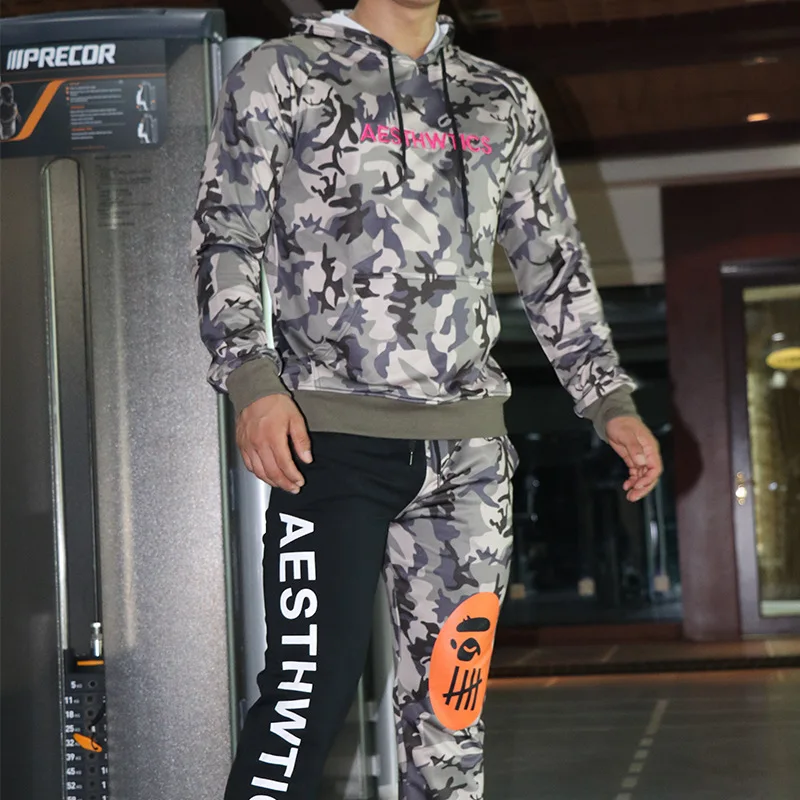 2018 Muscle Kid Brothers Sports Leisure Suit Autumn And Winter Camouflage Sportswear Supporting Outdoor Running Fitness Suit