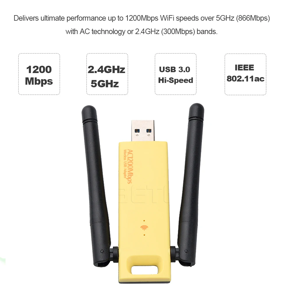 Kebidu WD 4602AC 1200 Мбит/с Беспроводной двухдиапазонный USB адаптер USB3.0 беспроводной