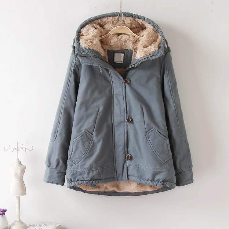 Пальто женское зимнее с длинным рукавом теплая ветровка капюшоном размера плюс |