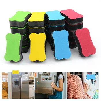 

2pcs Cleaner Chalkboard Mini Small Home School Wipe Bone Shape Dry Sponge Magnetic Whiteboard Eraser Office Supplies Portable