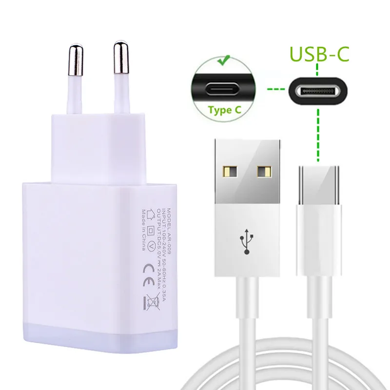 Зарядный кабель USB Type-C 1 м настенное зарядное устройство для Samsung S8 S9 A20 A40 Huawei P20 P30