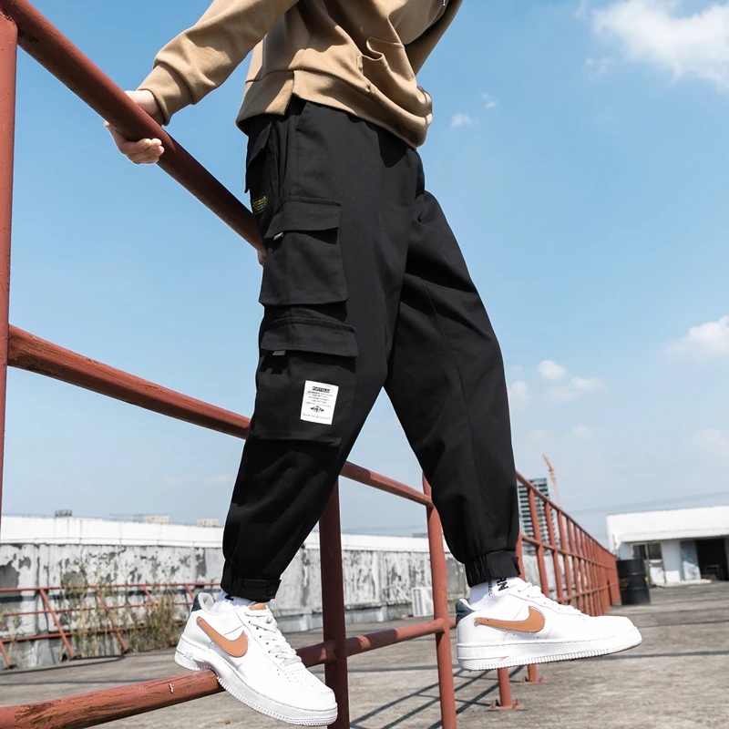 New Men's Side Pockets Cargo Pants 2021 Black Hip Hop Harem Pants Casual Male Joggers Sweatpants Fashion Streetwear Trousers 5XL black cargo pants mens