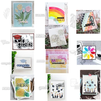 

Flower Words Monther's Day Graduation season Cutting dies Metal Stencil DIY Scrapbooking Paper Cards Embossing Craft New 2020 09