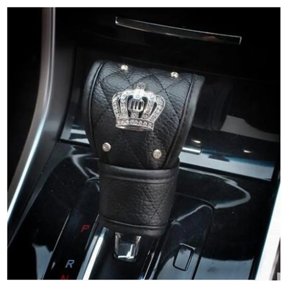 Bling Car Gear Shift Cover стразы искусственная кожа Корона Декор Автомобильные аксессуары
