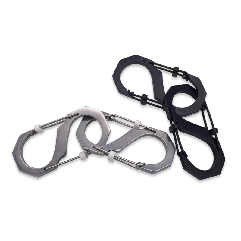 3pcs 8 Type Carabiner Key Chain Hook Clip Buckle Slide Lock for Hiking Camping Dual Buckle Key Chain 8 Shape Buckle for Camping