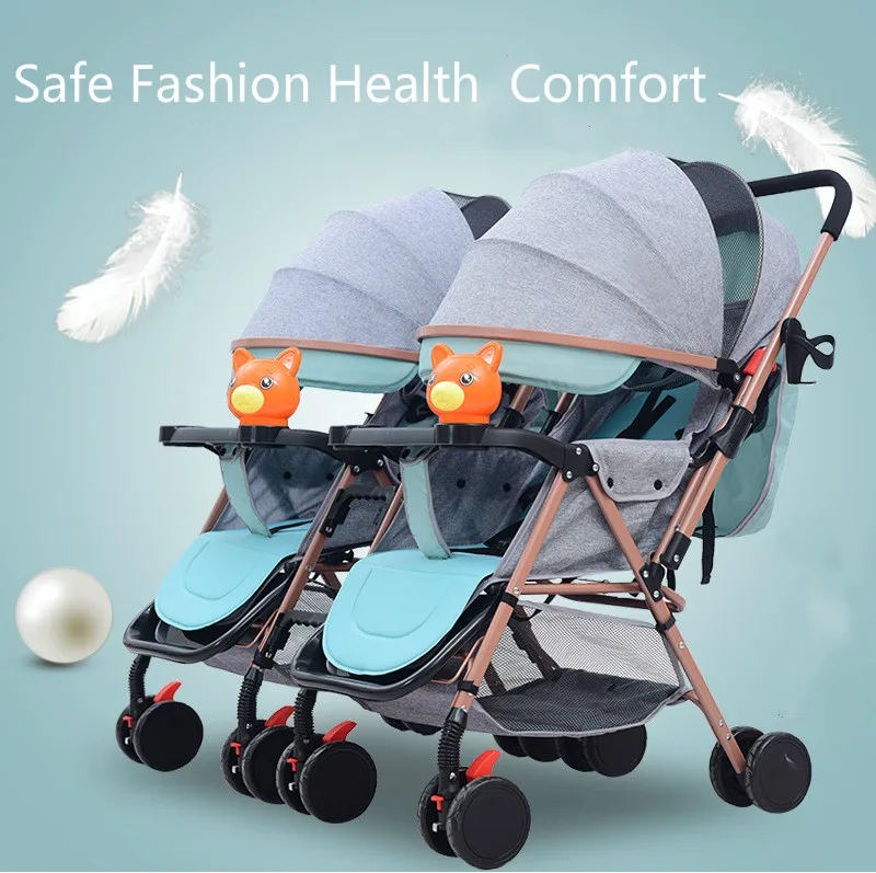 Коляска для малышей-близнецов Съемная двухсторонняя двойная лампа может сидеть на коленях складные многоклубные тележки для тележек
