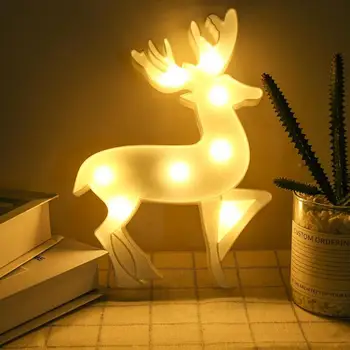 

8 LED Lamp Nightlight Environmental Protection Elk-shaped Battery Operate Christmas Wedding Party Decor Restaurants Lounges