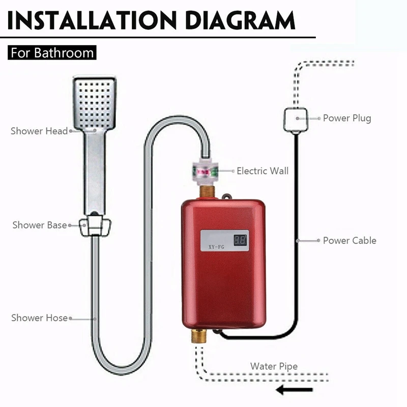 Горячее предложение! 3800 Вт мини Электрический Проточный Нагреватель мгновенной горячей воды с дисплеем температуры, подогрев душа