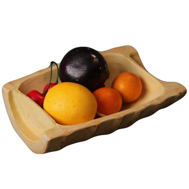 ABUI-Bamboo Root Carving Fruit Plate Fruit Bowl Creative Snack Dish Living Room Home Dried Fruit Plate Coffee Table Wedding Cand