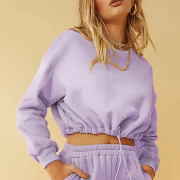 

Women 2 piece Set Crop Hoodies Tops Jogger Pants Women Tracksuit Crop Top Trousers Casual Sportwear Matching Set