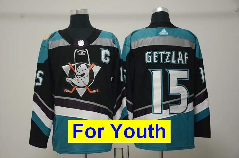 Детские молодежные майки Anaheim Corey Perry Kariya Ryan Getzlaf Ryan Kesler Teemu Selanne - Цвет: Черный