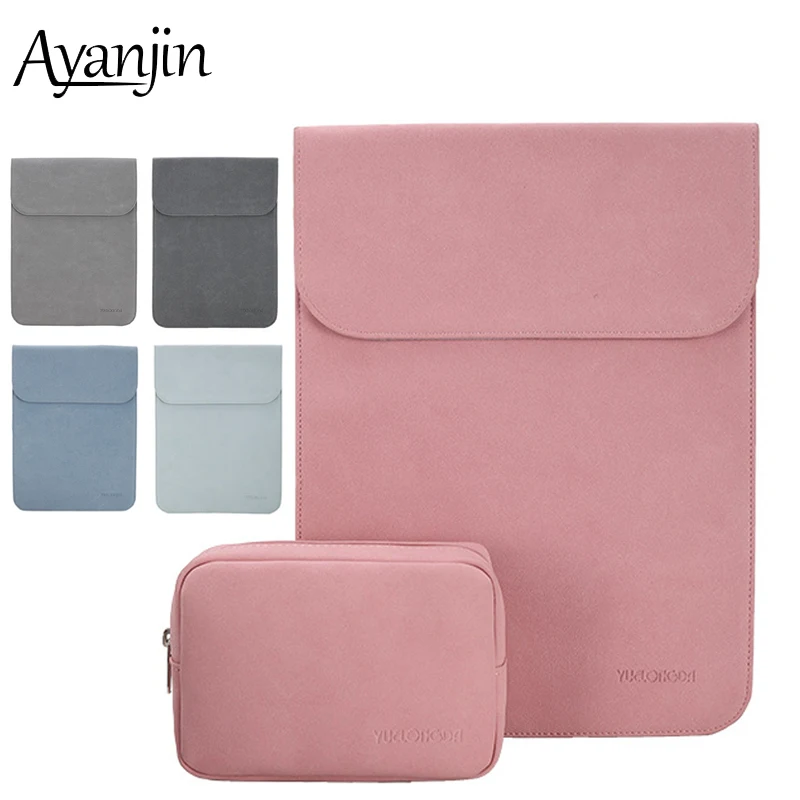 

Hot PU Leather Scrub Matte Laptop Sleeve Bag For Macbook Air 13 2018 2019 Case 14 New Pro 15 Touch Bar Ultra-thin Notebook Cover