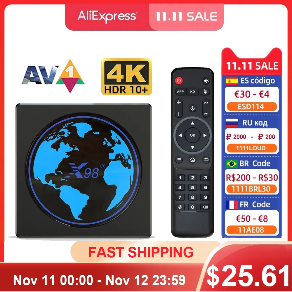 X98 mini Smart TV Box Android 11 Amlogic S905W2 4GB 64GB 32GB Support AV1 5G Wifi BT 4K Youtube Media Player X98Mini Set top box |