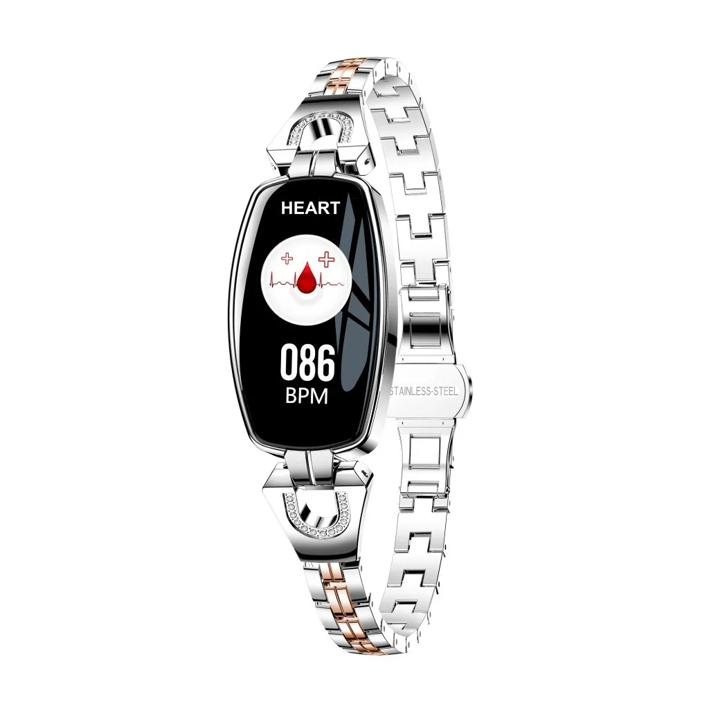 Смарт-браслет для женщин и девушек с кровяным давлением, монитор сердечного ритма, Смарт-часы с шагомером подключение к Android IOS