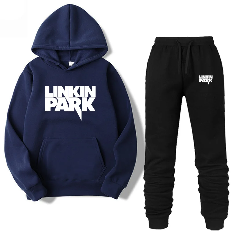 Модные толстовки с капюшоном LINKIN PARK из двух предметов, спортивная одежда для мужчин, спортивный костюм с капюшоном, осенняя мужская брендовая одежда, толстовки+ штаны, комплекты