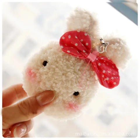 Super Cute Furry Rouge fan tuan tu Stuffed Toy Pendant Bow Headscarf Bunny Mobile Phone Charm