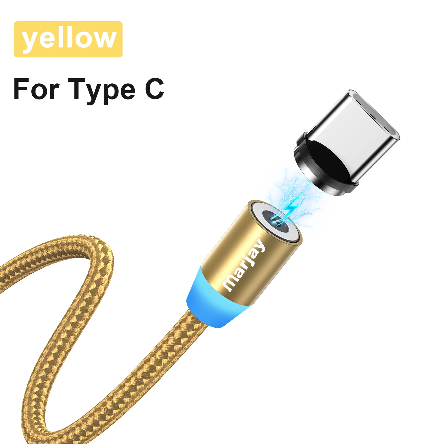 Yellow for Type C Магнитный Micro USB кабель Marjay для быстрой зарядки Xiaomi Redmi huawei, кабель type-C для samsung, магнитное зарядное устройство, USB шнур для iPhone8 - Цвет: Yellow for Type C