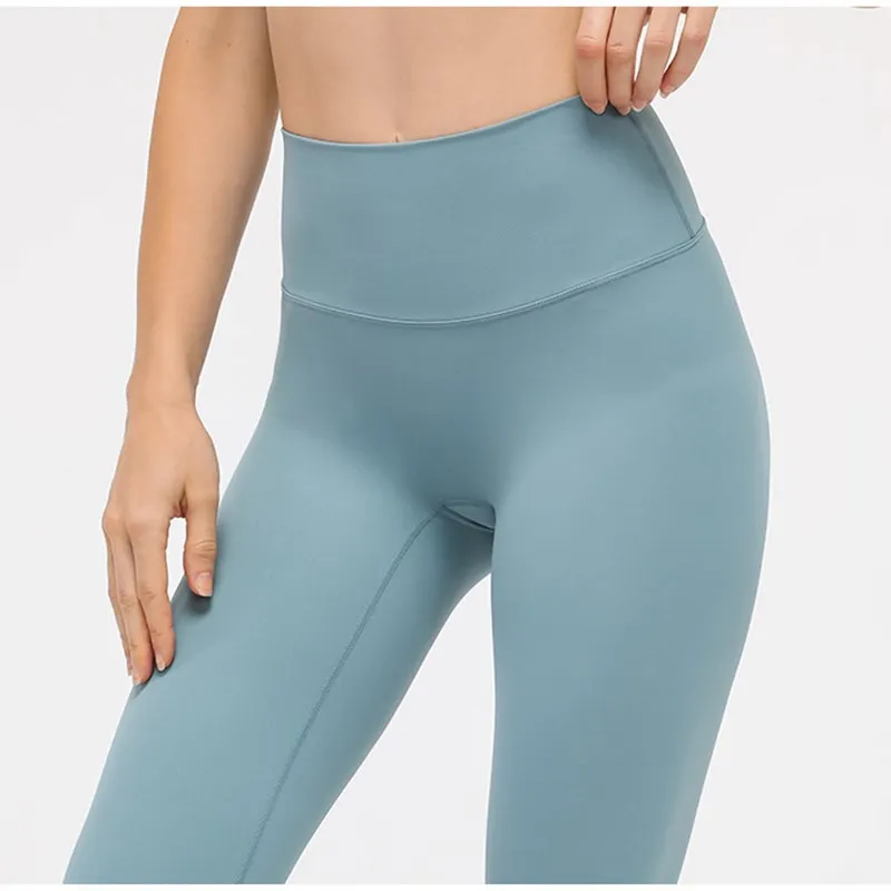 Solid Color Soft Tights Fintess Women Sports Pants High Waist Yoga Leggings Workout Run Squat Proof Trousers Gym Clothing Female
