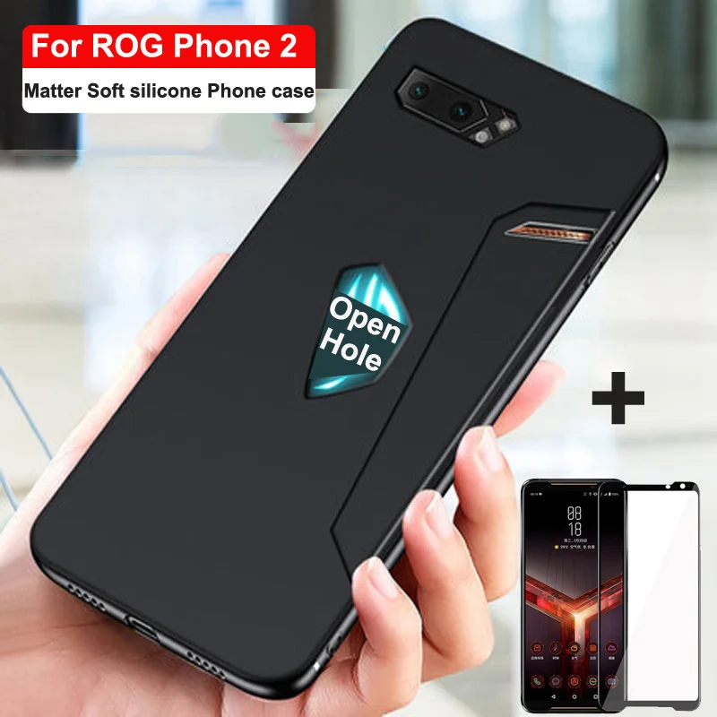 Чехол для Asus ROG Phone 2 ZS660KL мягкий силиконовый чехол ASUS Phone2 II + прозрачная пленка из